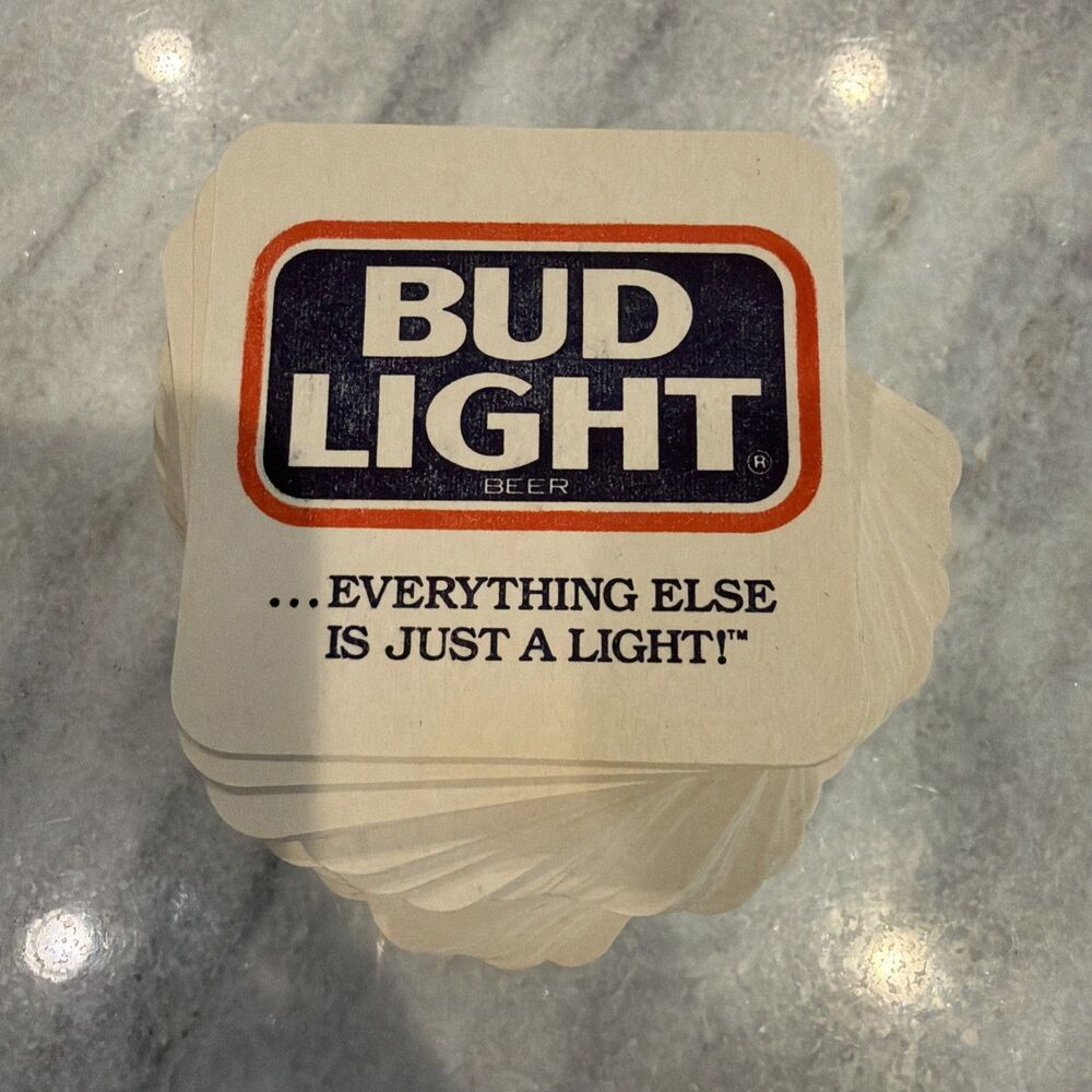 Bud Light Beer Coasters Lot of 77 NOS Vintage Barware Advertising Square